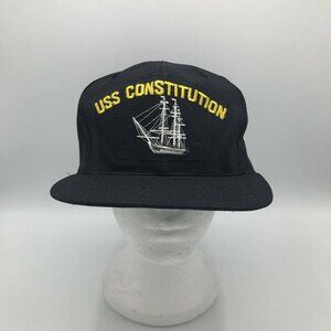 Vintage USS Constitution  Baseball Cap Black Sailor SnapBack Hat Cap Made In USA